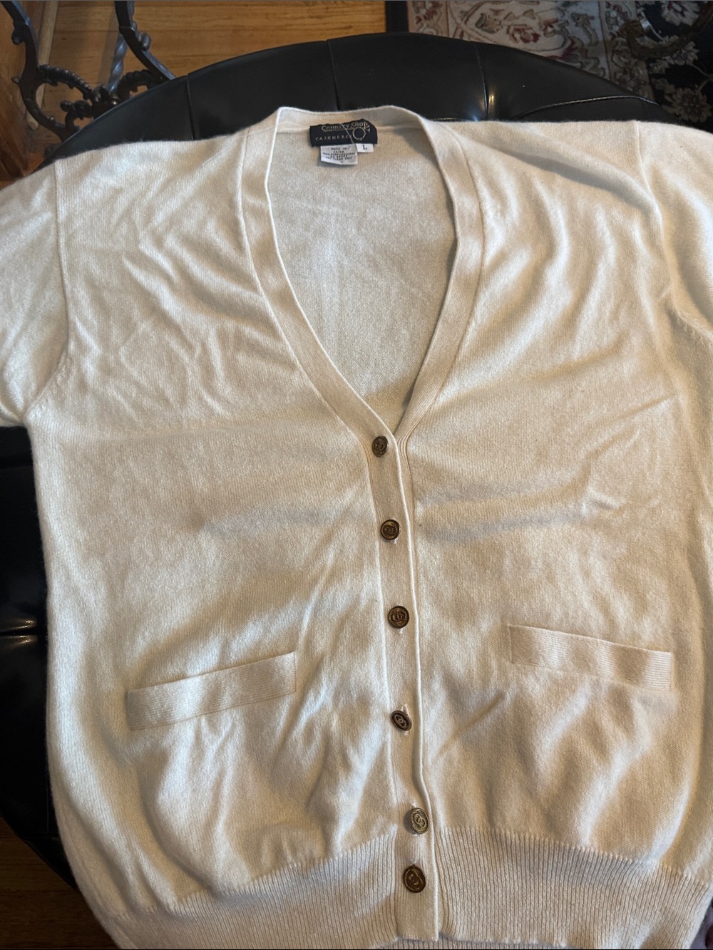 V-Neck Button Front cashmere Cardigan in Cream